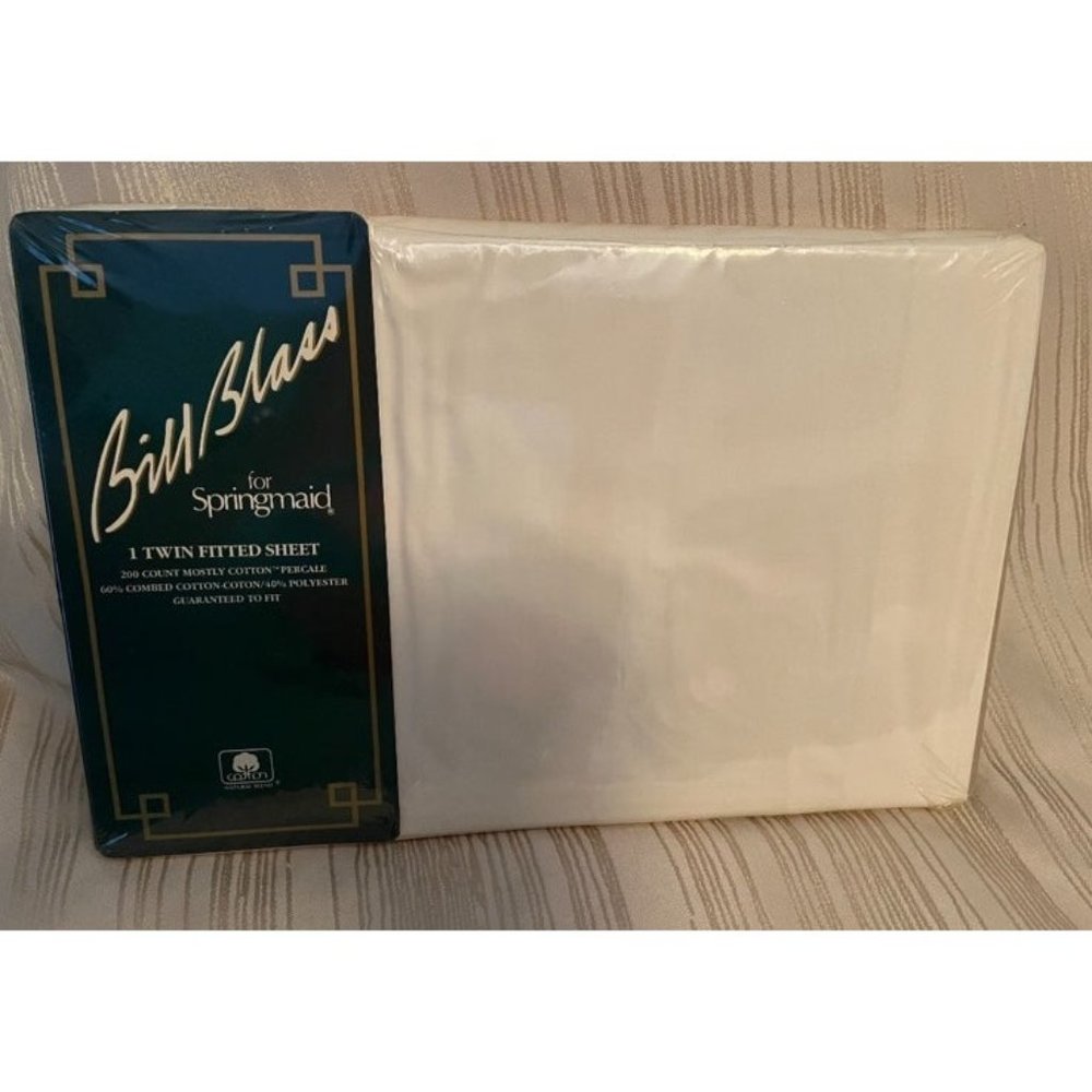 Bill Blass Ivory Festival Twin Fitted Sheet new